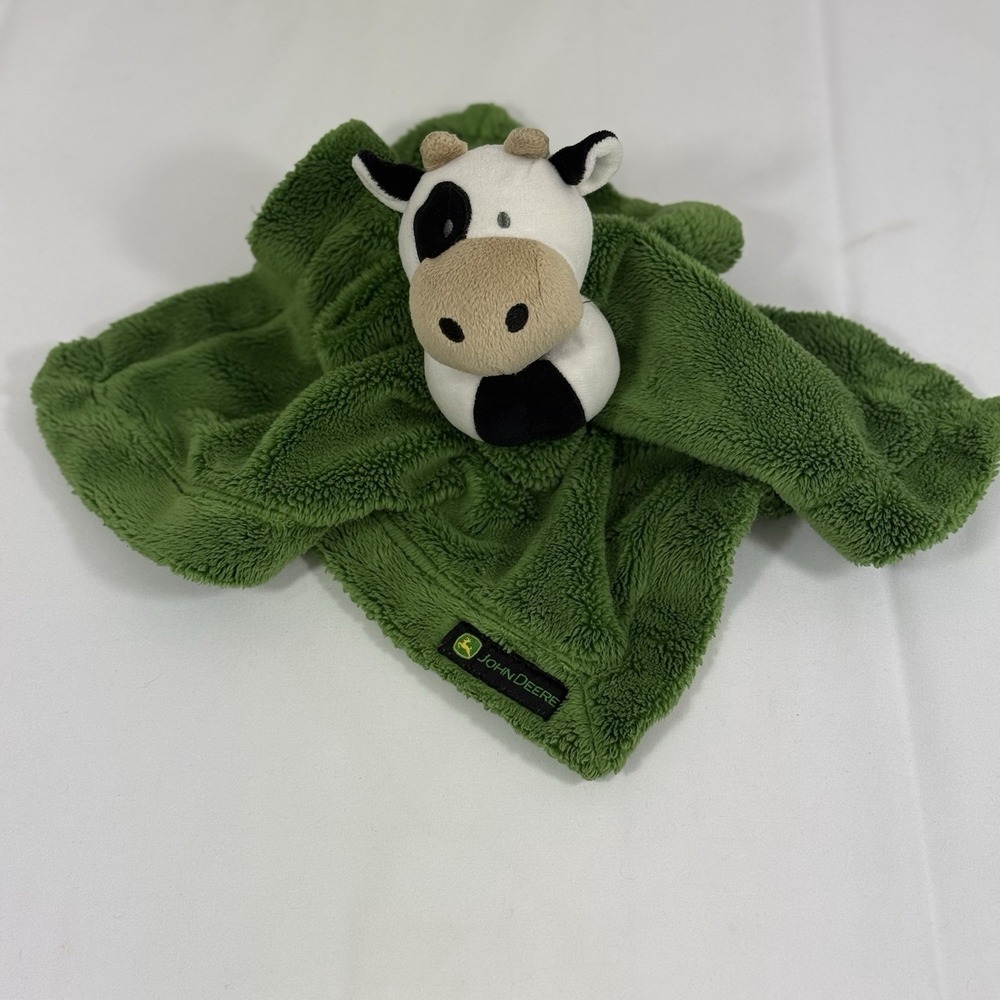 John Deere Green Cow‎ Baby Security Blanket Lovey Soft Plush Soother 13"x13"